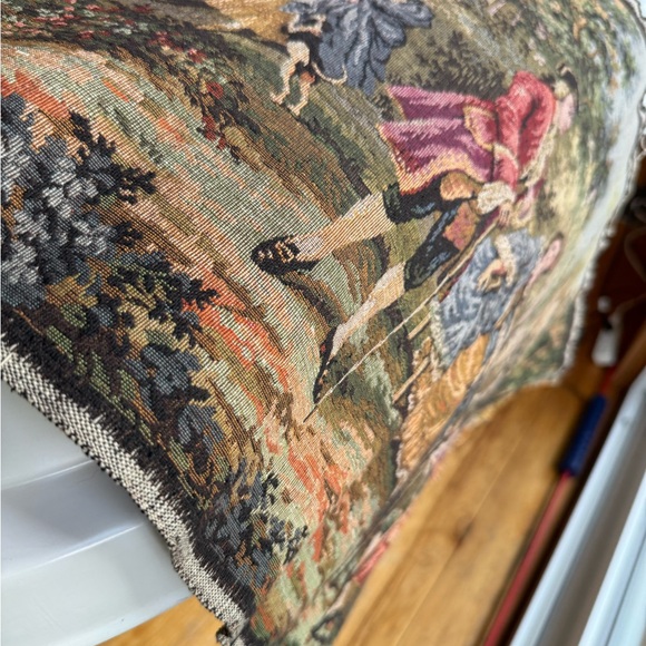 Belgium Tapestry Jardin Louis XV Motifs 2+3 ~ 20”x56” Victorian Dance Scene - Picture 15 of 15